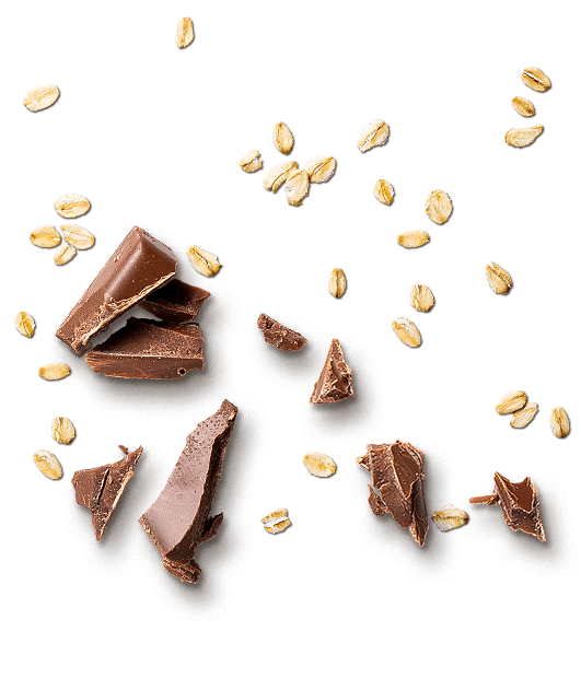 Detalle de barra de cereales y chocolate Corny