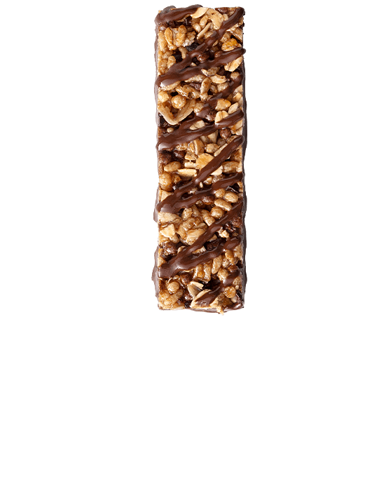 Detalle de barritas de cereales chocolate negro Corny