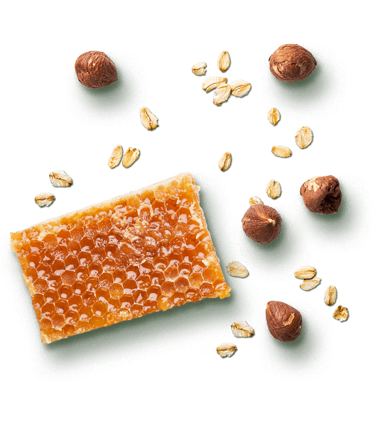 Detalle de barritas de cereales con avellanas