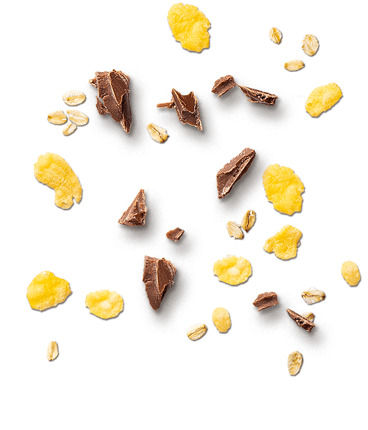 Detalle de barritas saludables sin azúcares añadidos con chocolate Corny