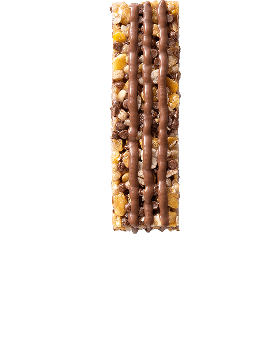 Detalle de barritas saludables sin azúcares añadidos con chocolate Corny