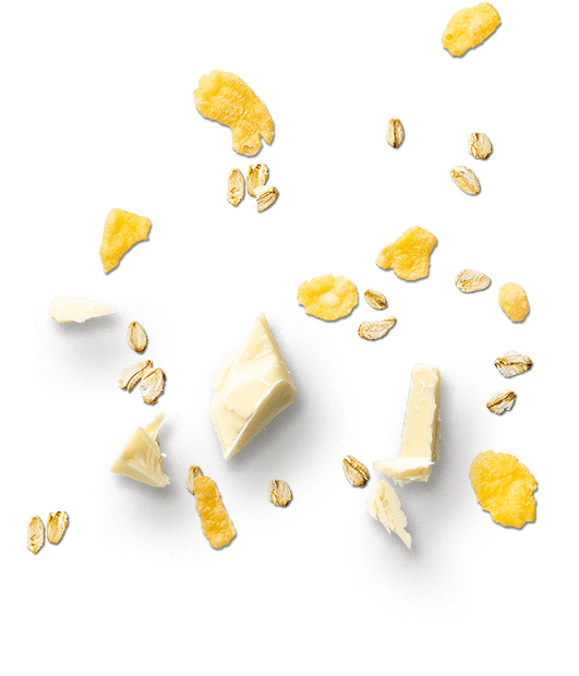 Detalle de barritas de cereales sin azúcar añadido y chocolate blanco
