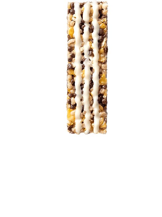 Detalle de barritas de cereales sin azúcar añadido y chocolate blanco